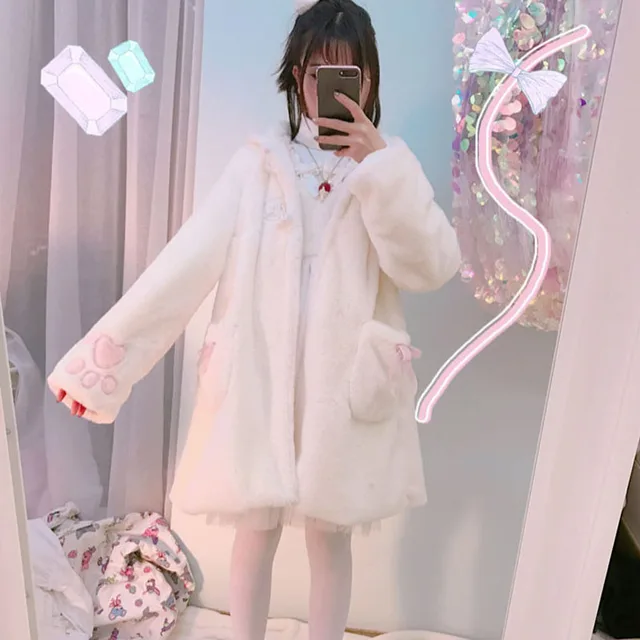 Japanese Lolita Kitty Paw Coat  6