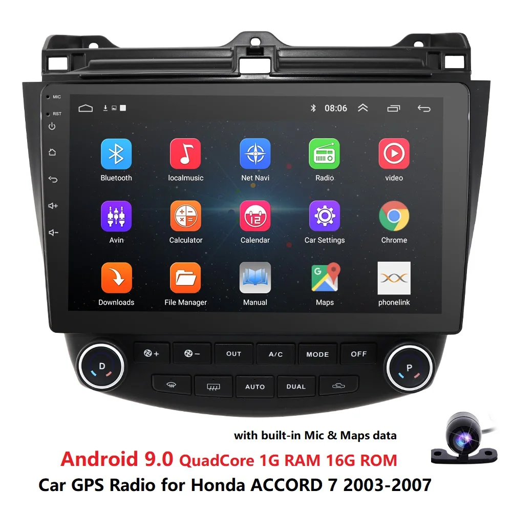 Perfect 10.1 Inch Capacitive Touch Screen Android 9.0 Car NODVD Radio Player GPS Navigation For Honda Accord 7 2003 2004 2005 2006 2007 0