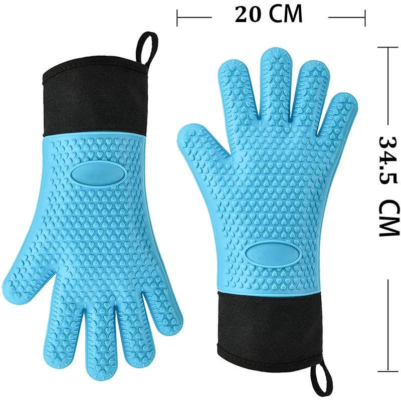 Double Layer Oven Gloves Heat Resistant Baking Gloves with Silicone and Cotton Kitchen Gloves Flexible Oven Mitts for Microwave