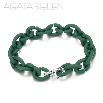 

Sea Green hard Rubber Bracelets X style Jewellery European Link chain bracelets For Women men Jewelry 2020 New