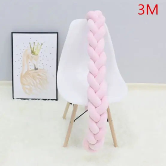 3M Pink 1 м/2 м/3 м детский бампер кровать коса узел Подушка бампер для младенца защита для кроватки Детская кроватка бампер декор комнаты - Цвет: 3M Pink