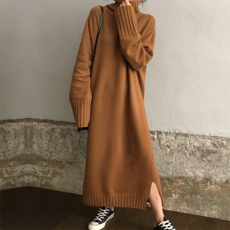 Trui Gebreide Lange Trui Jurk Herfst Winter Coltrui Solid Casual Maxi Jurk Batwing Lange Mouwen Vestido Gewaad Pull Femme Trui Gebreide Lange Trui Jurk Herfst Winter Coltrui Solid Casual Maxi Jurk Batwing Lange Mouwen Vestido Gewaad Pull Femme