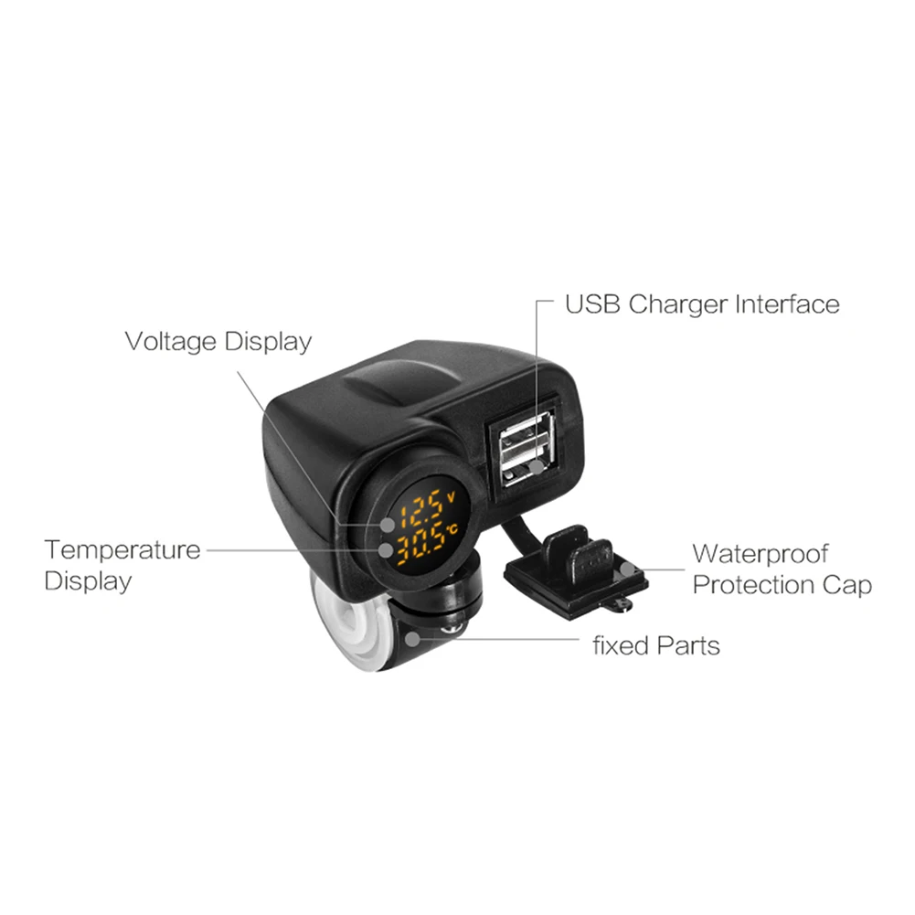 DIY цифровой дисплей мотоцикл двойной USB зарядное устройство Вольтметр термометр для сотового телефона