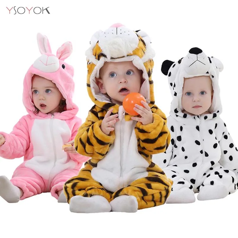 Детские комбинезоны с тигром; Одежда для девочек; пижамы с героями мультфильмов для новорожденных; зимняя фланелевая одежда с животными; костюм для малышей; Комбинезоны для маленьких мальчиков