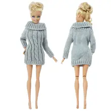 Модное серое пальто чистая одежда ручной работы вязаный свитер ручной работы зимнее платье Одежда для куклы Барби аксессуары кукольный домик