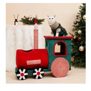 

Small train cat climbing frame cat nest cat tree integrated sisal grinding claw cat toy [Christmas limited edition]