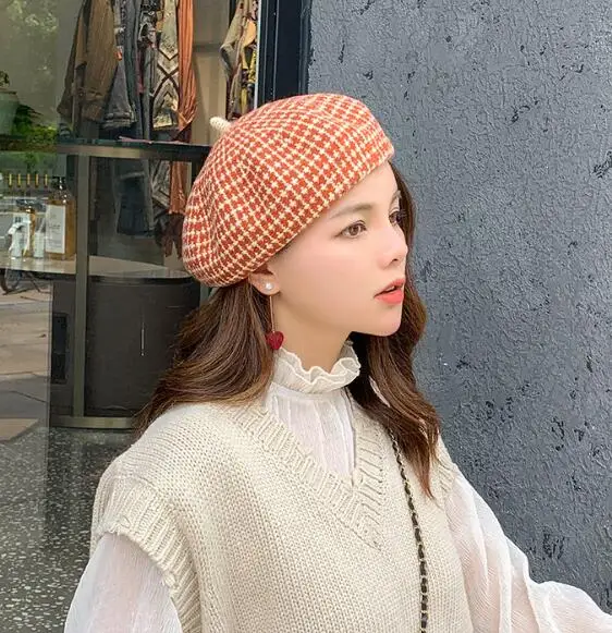 Winter Autumn Beret Hats Women Colorful Color Wool Berets Female Bonnet Cap Winter Warm Thicken Hat For Girls