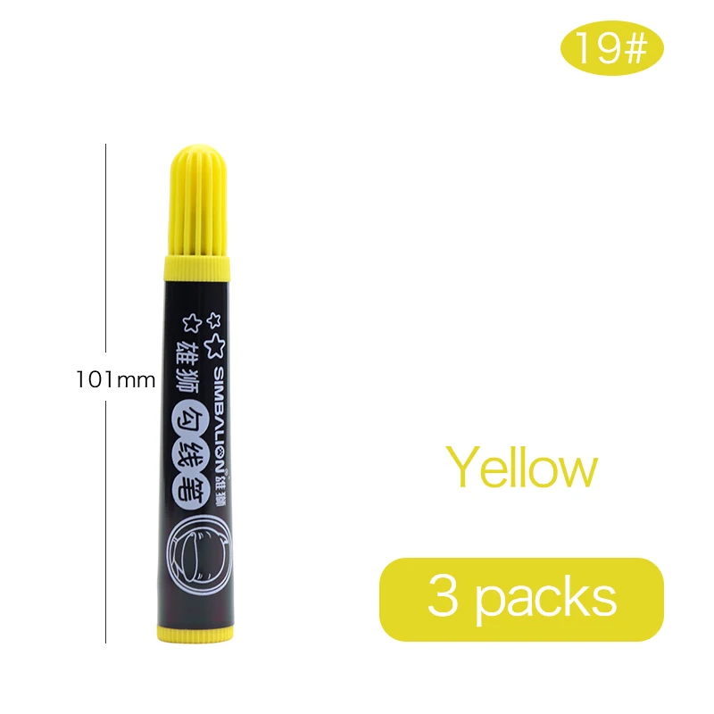Yellow-3pcs Ручка для рисования на крючках, 5 цветов, опционально, безвкусная, безопасная, Нетоксичная, рисунок на крючках, рисунок граффити - Цвет: Yellow-3pcs