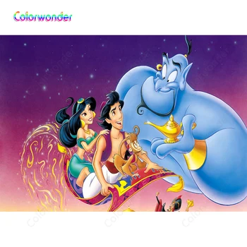 

Aladdin with Jasmine Princess Flying on the Sky with Magic Blanket Photography Blue Fairy Purple Night Kids Birthday Backdrops