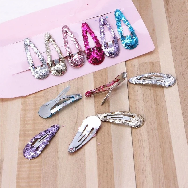 1 Set Mini Glitter Hairpin Barrette Girls Baby Kids Bb Snap Hair Clips
