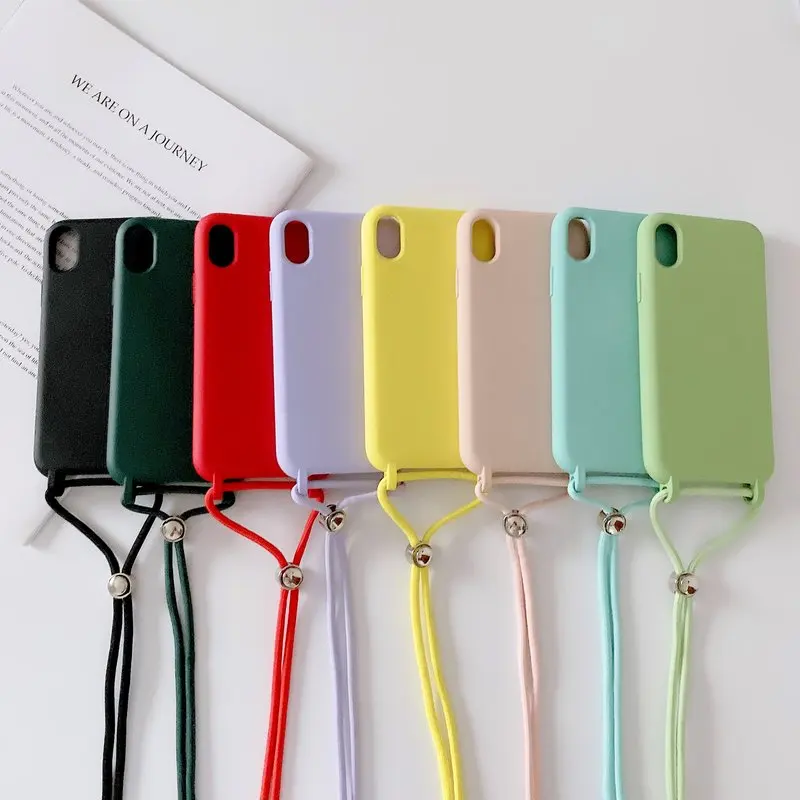

Silicone Soft Phone for iPhone 7 Case Carry Cover Case Hang Phone Cover for iPhone 8 Anti-fall for iPhone SE 2020 Fashion Cases