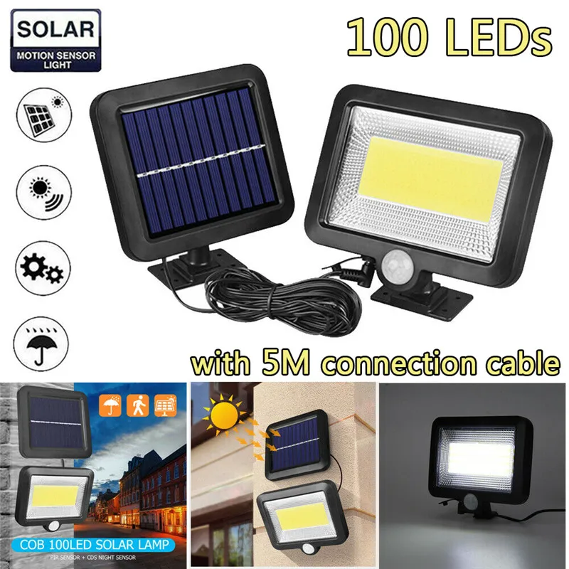  COB 100 LEDs Solar Lamp Sun Power Wall Lights PIR Sensor Light Waterproof Outdoor Solar Garden Ligh - 4000262392899