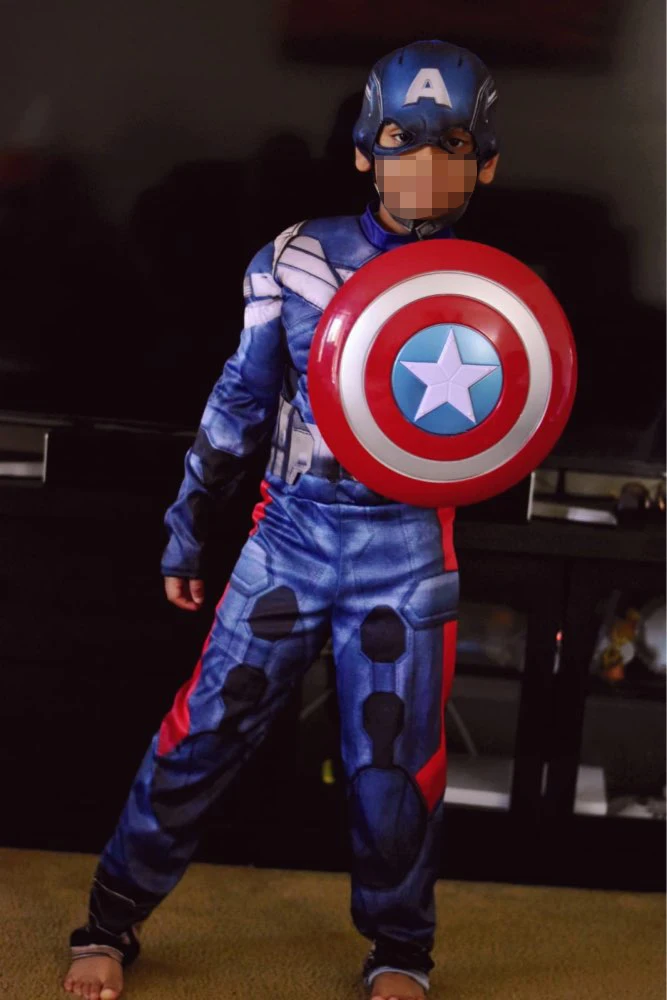 Child Captain America Muscle Fancy Dress Kid Boy Civil War Superhero Costume Halloween Fantasia Outfit