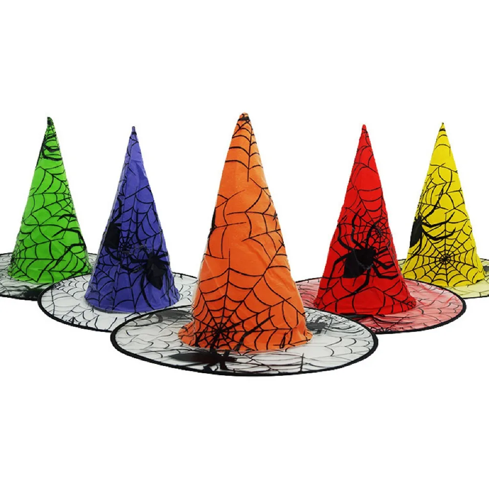 Witch Hats Masquerade Ribbon Wizard Hat Adult Kids Cosplay Costume Accessories Halloween Party Fancy Dress Decor