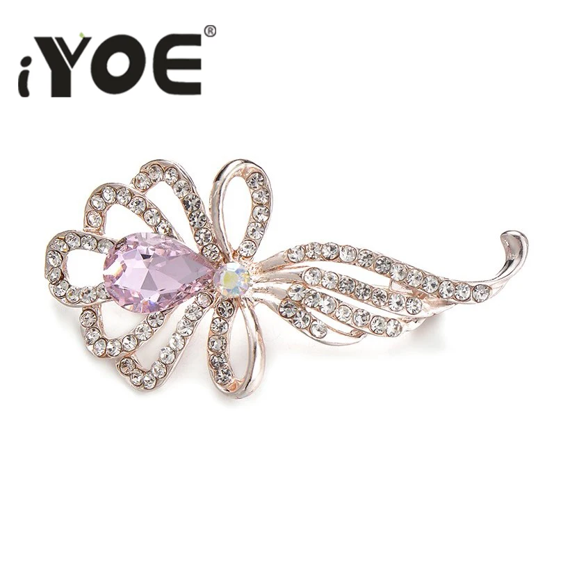 IYOE Новые Фирменные броши и булавки в форме цветка с кристаллами Женские
