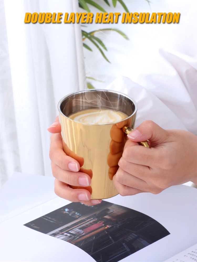 caneca de café de aço inoxidável com parede de para escritório canecas para pçs