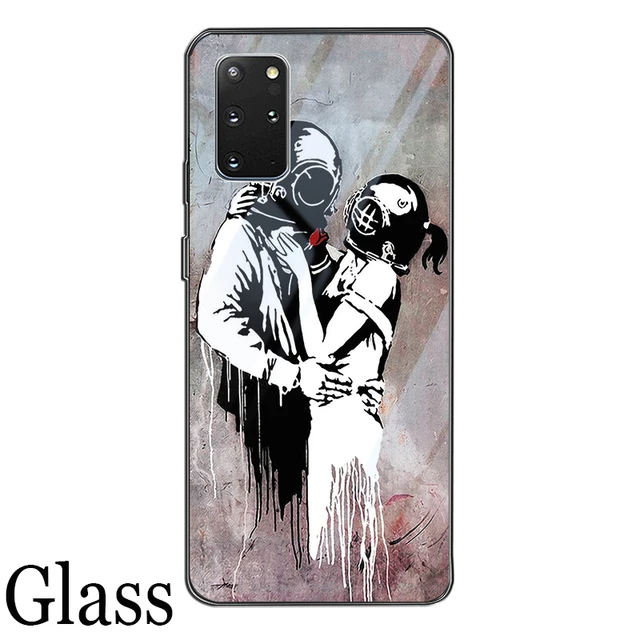 Banksy Art Glass Case for Samsung Galaxy S21 A51 S20 A50 A71 A70 S10 S9 S8 A21S M31 S10e A20 A30 Note 20 10 9 8 Lite Plus Ultra W1085