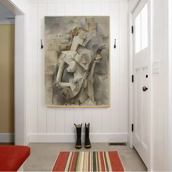 

Citon Pablo Picasso《Girl with Mandolin,1910》Canvas Art Oil Painting Artwork Poster Picture Modern Wall Decor Home Decoration