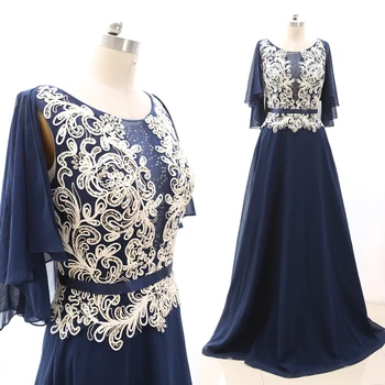 

MACloth Dark Navy Sweep Train O Neck Floor-Length Long Crystal Tulle Prom Dresses Dress L 268399 Clearance