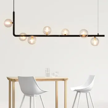 

Modern Glass Ball Chandelier Lighting for Dinning Room Nordic Long Table Hanging Lamp Retro Loft Pendant Lamp For Bar,Shop