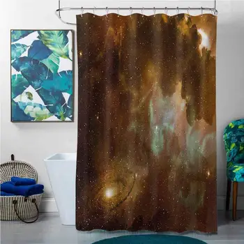 

Shower Curtains for Men Constellation,Dusty Nebula Spiral Galaxy in Billions of Stars Infinity,Pale Coffee Mint Green White,W69