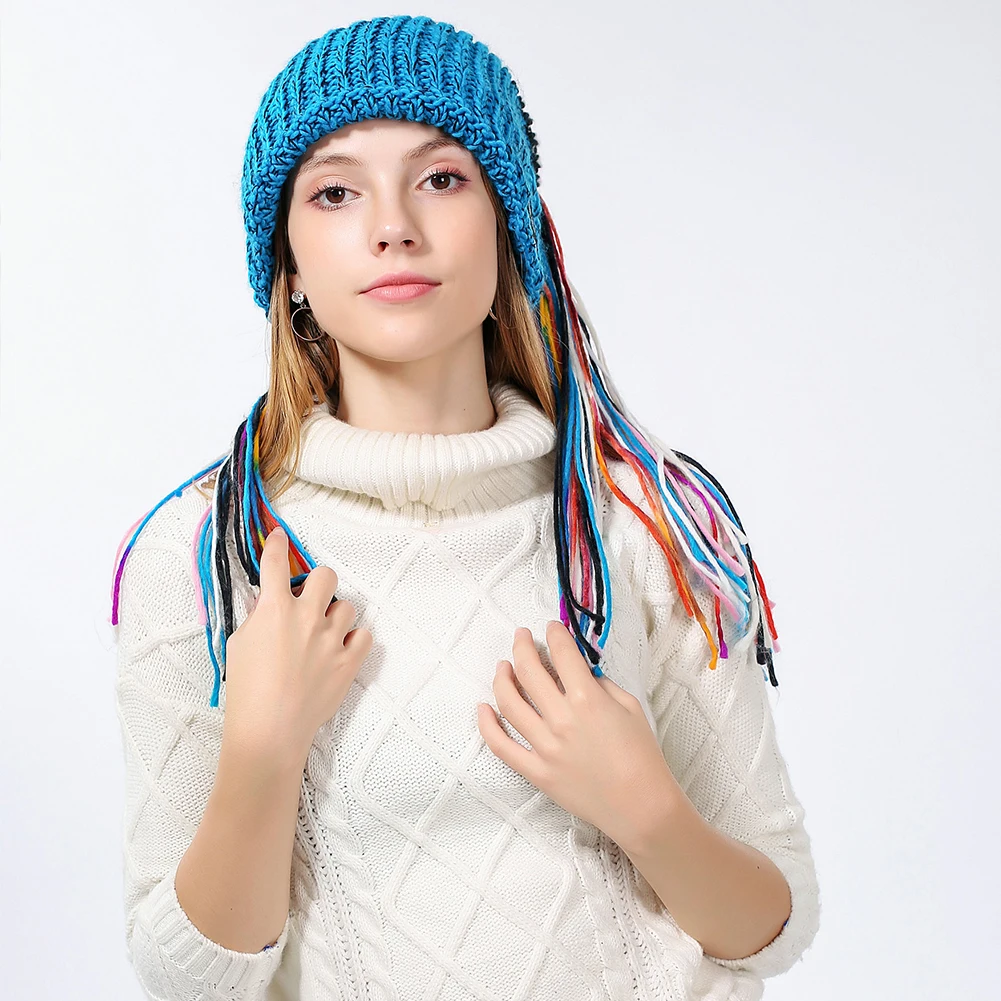 Синий Universal Wireless Knitting Winter Sports Bluetooth Hat Elastic Smart Fashion Music Microphone Call USB Rechargeable Warm - Цвет: Синий