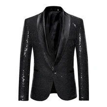 Shujin/осенний мужской костюм большого размера, пиджак на одной пуговице, вечерние куртки с пайетками, повседневный танцевальный костюм с пайетками
