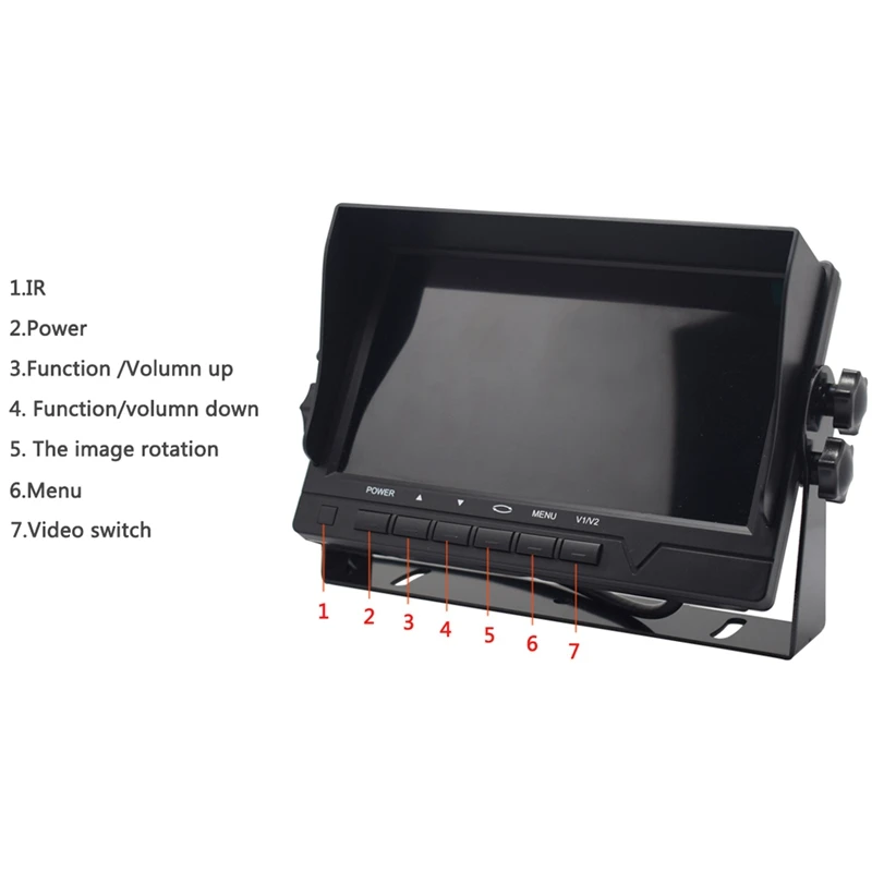 7 дюймов TFT lcd проводной автомобильный монитор HD дисплей AV1 VGA заднего вида парковочные системы мониторы