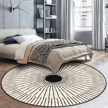 Wishstar Nordic Modern  Simple Carpet Black White Circle Strip Bedroom Carpet Round Geometric Rug Chair Mat