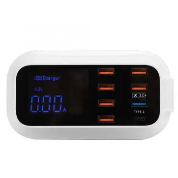 

8-Port USB-C Phone Charger QC3.0 Type-C Intelligent Digital Display (110-240V) Hot