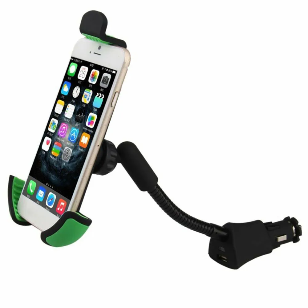 2 в 1 USB Автомобильное зарядное устройство держатель для телефона Подставка для samsung gps IPhone поворотный высококачественный материал прочный и практичный