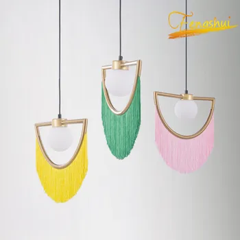 

Modern LED Color Tassel Decor Lamp Lighting Industrial Pendant Lights Creative Hanging Pendant Lamp Home Bedside Lights Fixtures