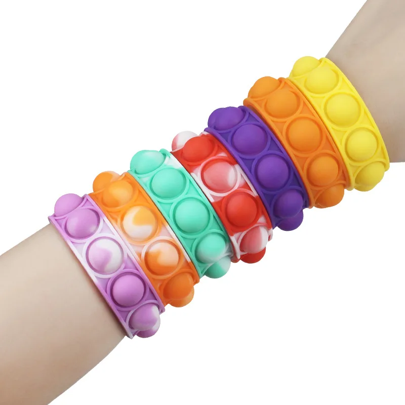 

2024 New Decompression Bracelets Fidget Toys Relief Stress Dimple Bubble Squeeze Wristband Toys For Children Kids Halloween Gift