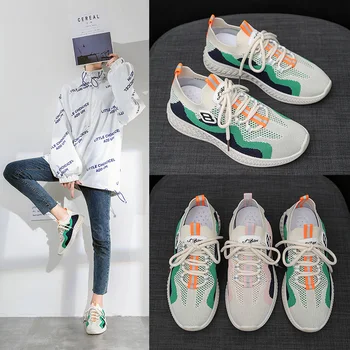 

Spring breathable sports shoes women's mesh wild color matching soft bottom lightweight women's shoes casual flat running shoes