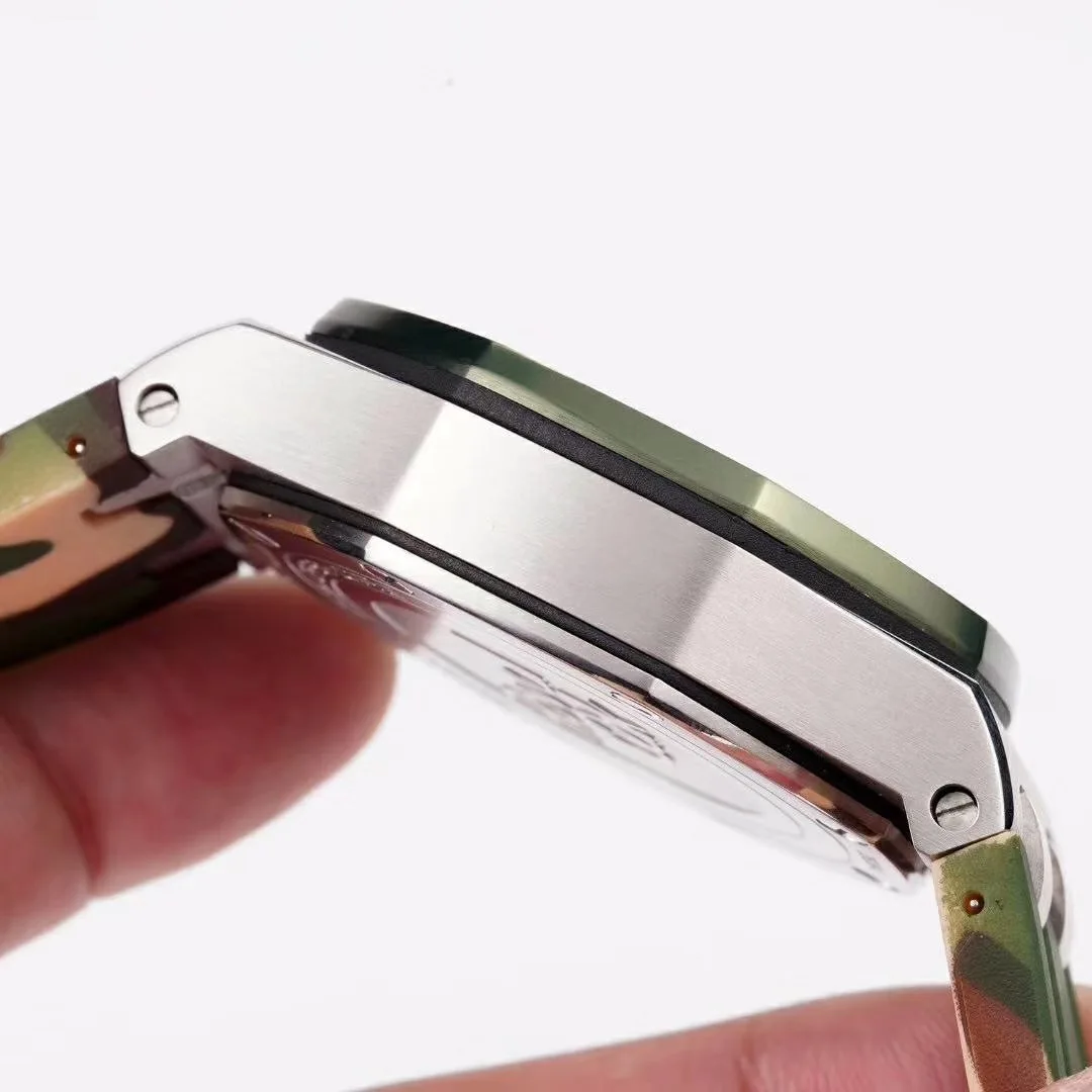 Luxury Brand New Men Watches Chronograph Sapphire Stainless Steel Camouflage Rubber Rose Gold Silve