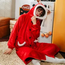 Женские пижамы, зимняя фланелевая ночная рубашка, женские халаты, домашняя одежда, пижамы, красные рождественские подарки, нижнее белье с оленем, женские халаты