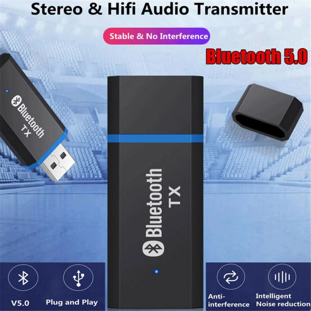 Bluetooth Transmitter 5.0 Audio Adapter For TV PC Headphones 3.5 MM Jack AUX USB Stereo Music Adapter Plug & Play TV Sets bluetooth adapter bluetooth audio receiver bluetooth transceiver adapter bluetooth aux adaptor