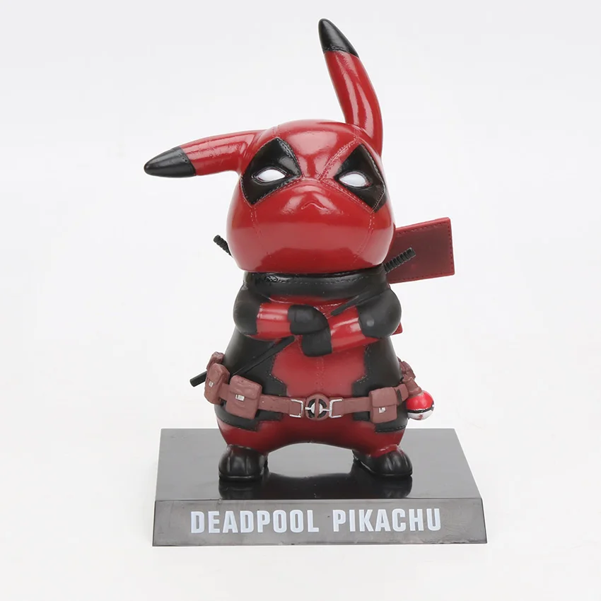 Pokemon Pikachu Deadpool Cosplay Figure Toy Gift Pikapool vinyl Toy with box