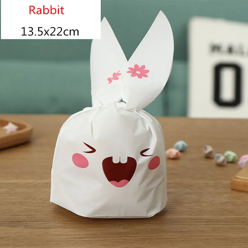 50 шт./лот 13x22 см милый кролик ухо пластиковый мешок печенья сумки подарочные пакеты для конфет Печенье закуски выпечка посылка день рождения декор 66 - Цвет: Rabbit