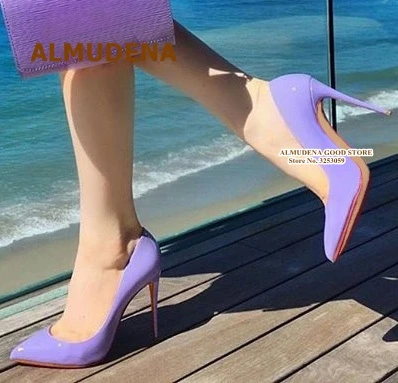 purple patent heels