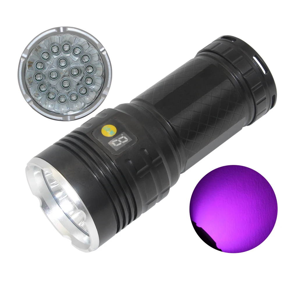 

UV Led Flashlight 18650 Waterproof IPX4 Ultraviolet torch 18 T6 UV LED 9000 Lumens Torch Light USB Rechargeable Camping Lantern