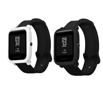 

2 Pcs Soft Protection Silicone Full Case Cover for Huami Amazfit Bip Youth Watch Silicone Full Case Cover, White & Black