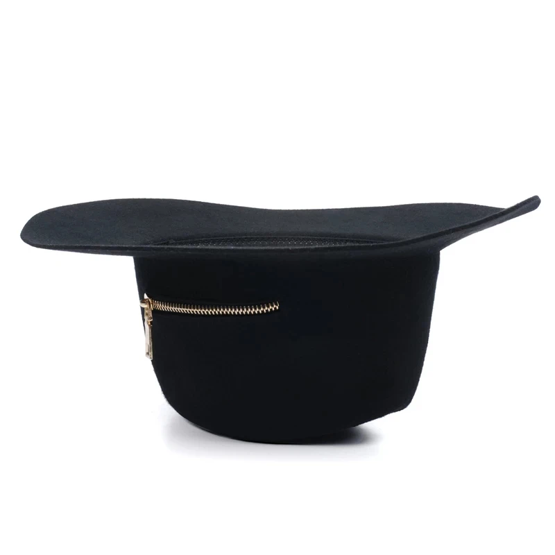 Новая классная черная фетровая шляпа в винтажном стиле для женщин и девушек с широкими полями, шерсть, фетровая шляпа, кепка gorros mujer invierno