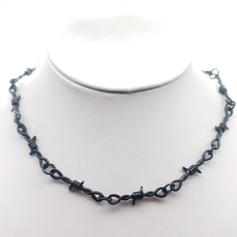 Small Wire Brambles Iron Black Choker Necklace Women Hip-hop Gothic Punk Style Barbed Wire Little Thorns Chain Choker Gifts - Image 3