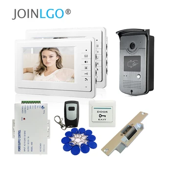 

Wholesale 7" Color Video Door Phone Intercom Entry Kit 2 Monitors + RFID Access Camera + Strike Door Lock + Remote FREE SHIPPING