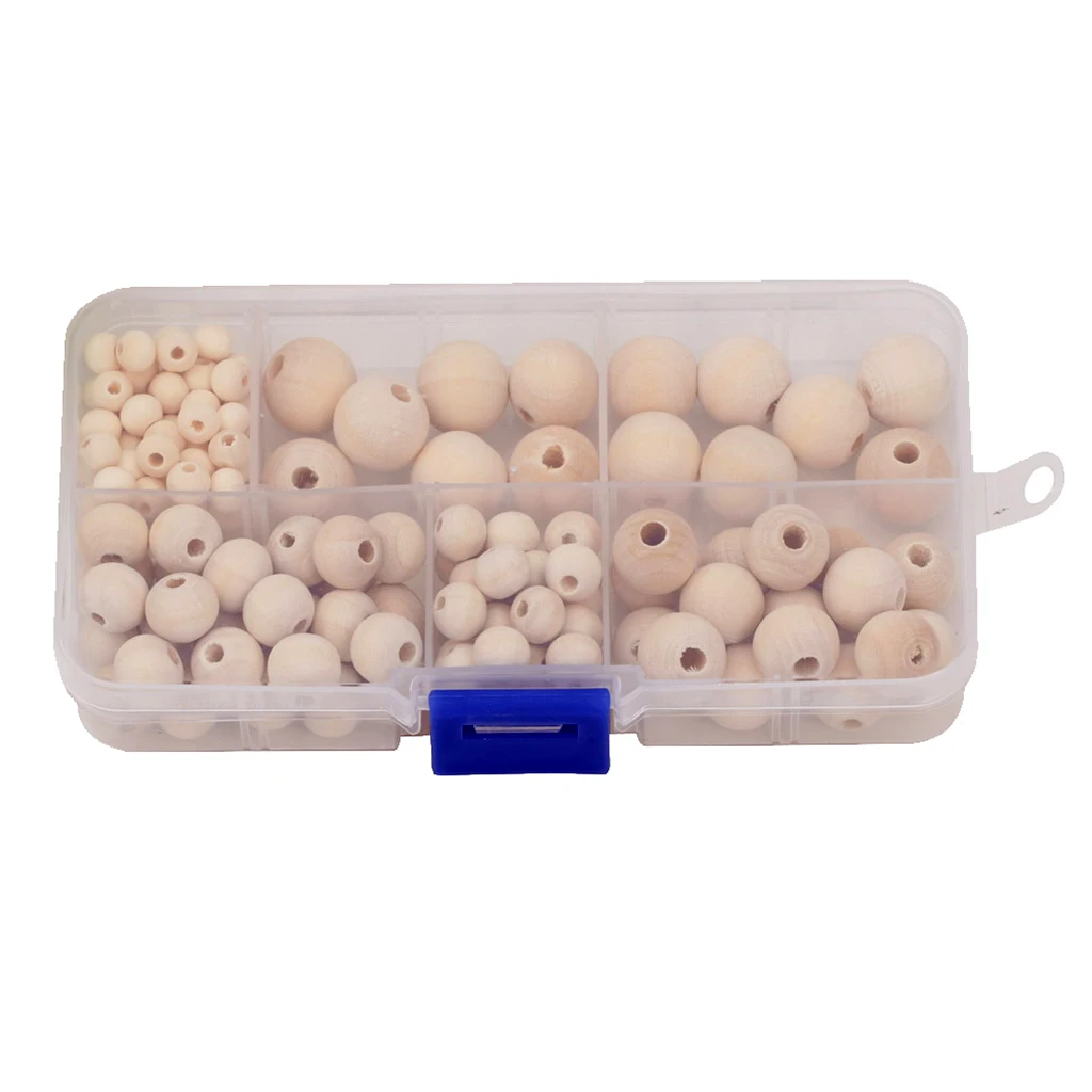 

148 Pieces Mixed Size Unfinished Round Wood Beads Loose DIY Jewelry Making Charms