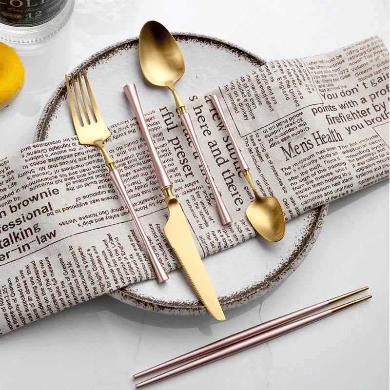 

4pcs/set Stainless Steel Home Party Tableware Set Dinner Set Cutlery Knives Forks Spoons Wester Kitchen Dinnerware