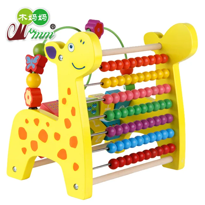 

Wood Mom Wooden Toys Multi-functional Deer Bead-stringing Toy Calculation Frame Children'S Educational Beads Learning Toys Teach