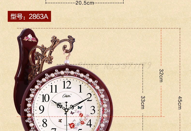 Европейский двойной односторонние часы Гостиная большой комплект из двух односторонние часы немой творческой Современные Кварцевые часы аналоговые кварцевые часы