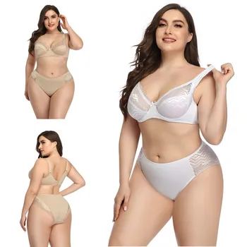

Sexy Lace Bra and Panties Set Big Size Women‘s Underwear Lingerie Set Solid Ultra-thin Plus Size Sexy Push Up Bra Set Femme
